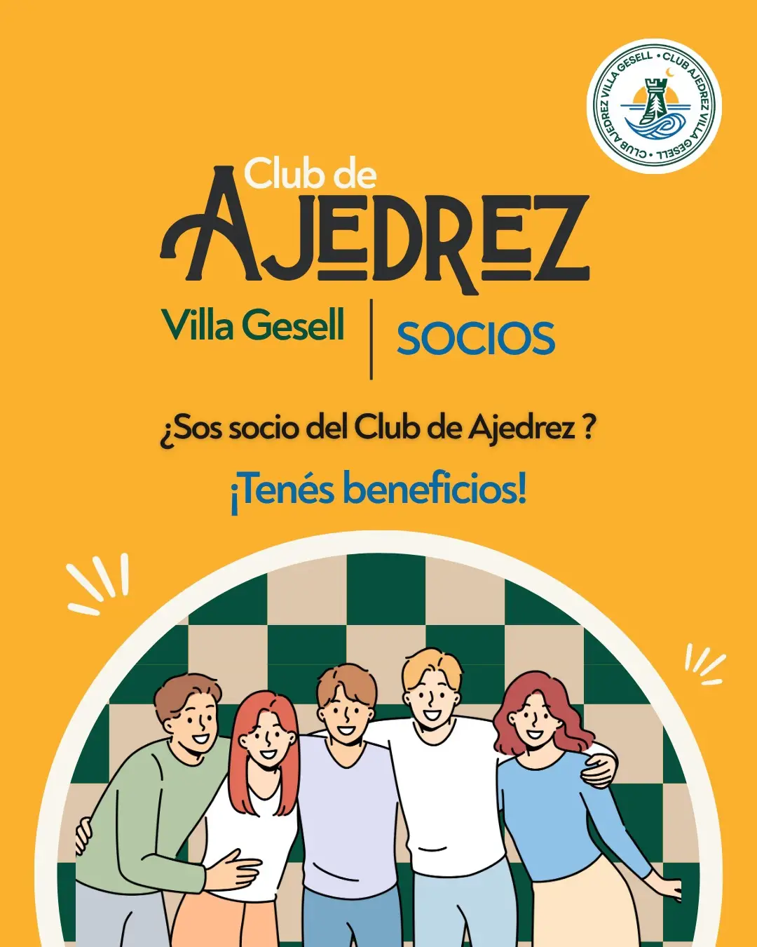 Ilustracion de jovenes abrazados, tenes beneficios por ser socio